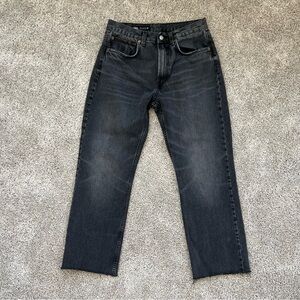 Zara Women’s Dark Gray Straight Jeans with frayed hem